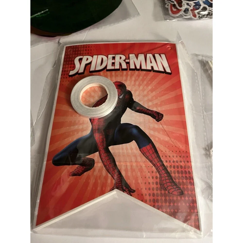 Spiderman Theme Birthday Party Decorate Supplies，Balloon Banner Cake Toppers Set